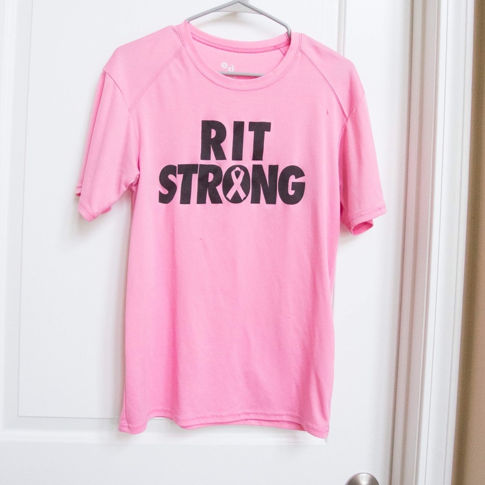 RIT strong pink shirt for breast cancer